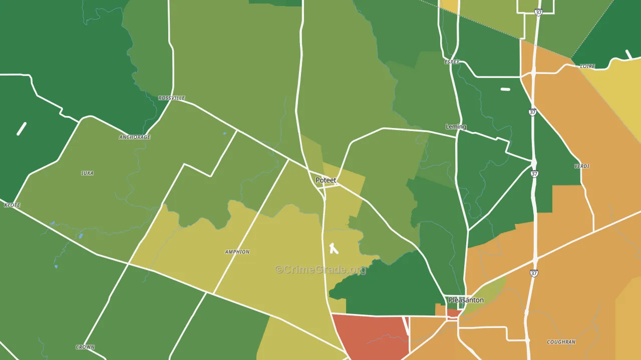 Atascosa County, TX Map of Drug-Related Crime Rates