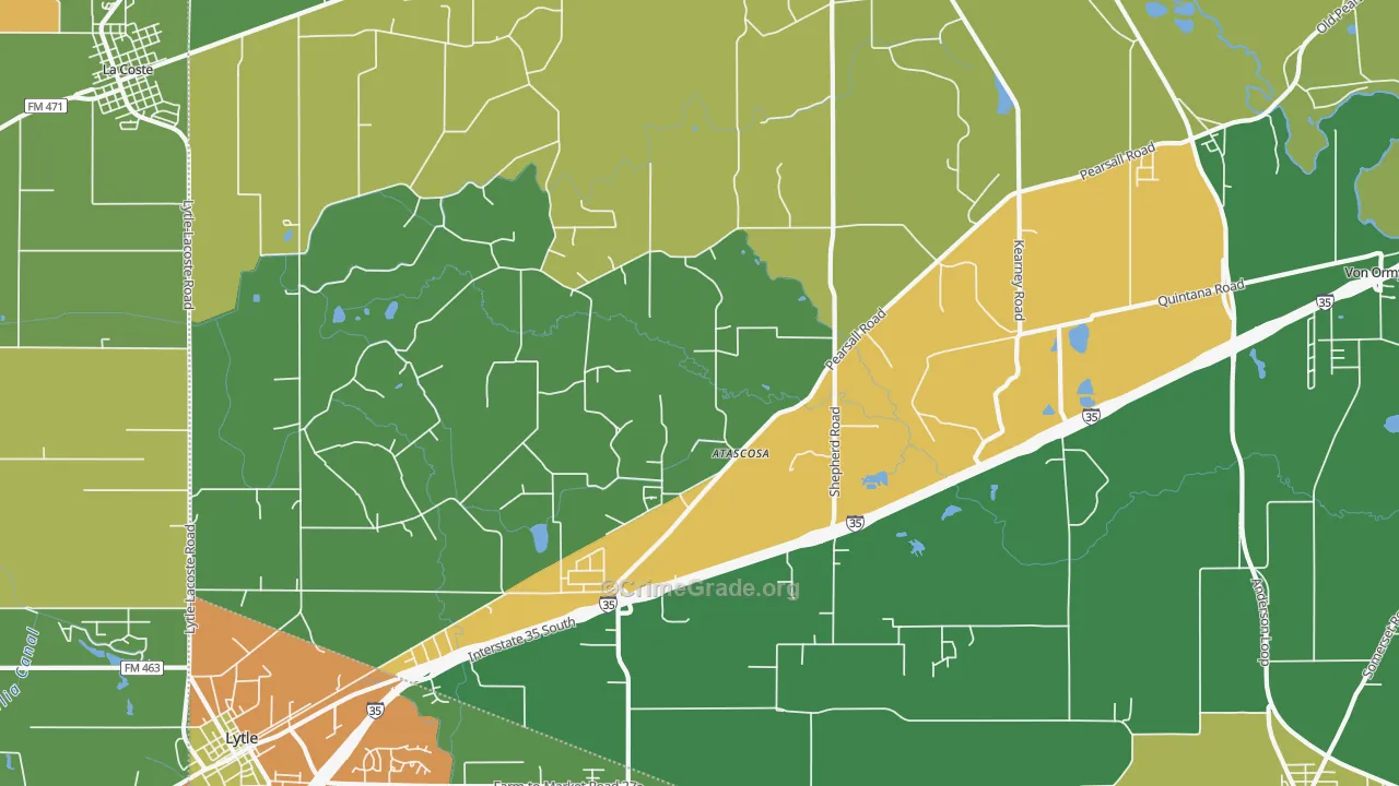 Atascosa, TX Map of Drug-Related Crime Rates