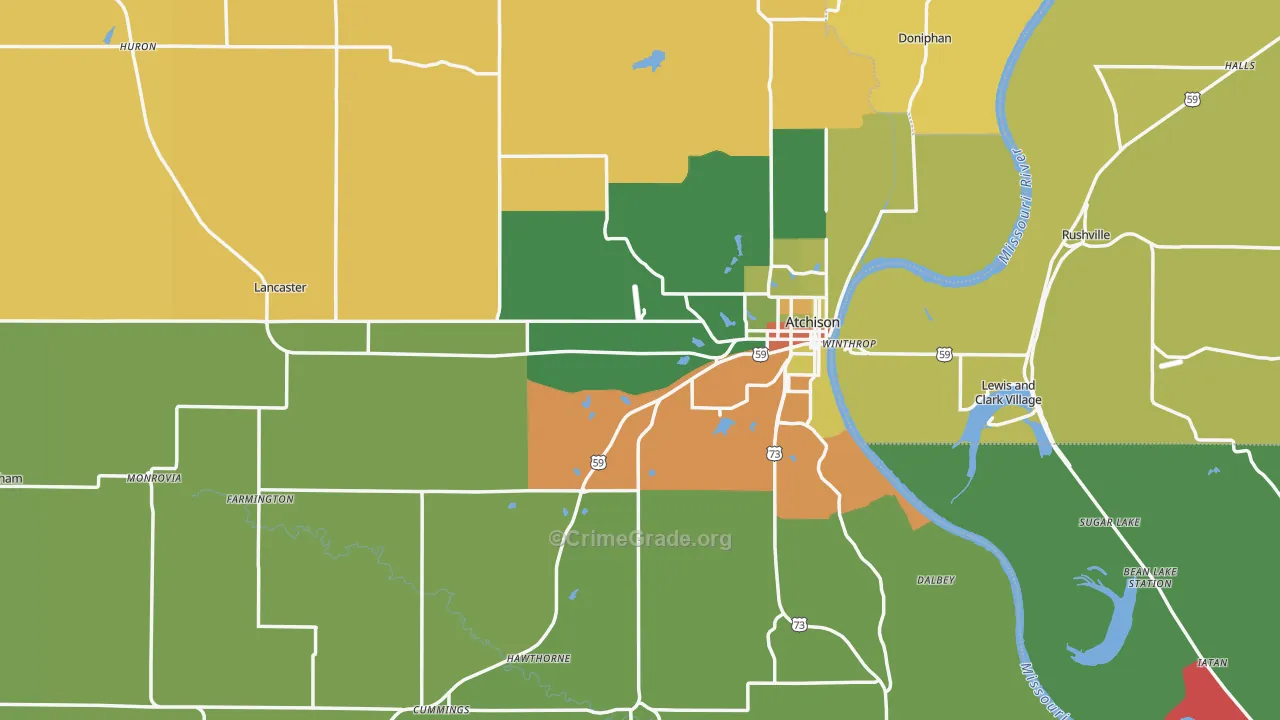 Atchison County, KS Map of Drug-Related Crime Rates