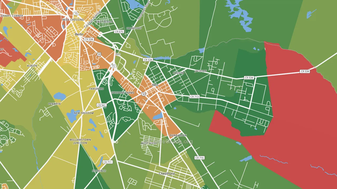 Atco, NJ Map of Drug-Related Crime Rates