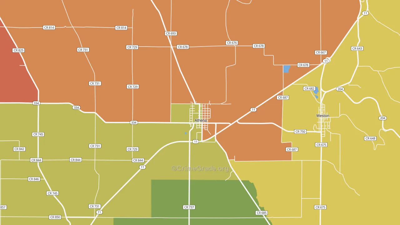 Athena, OR Map of Drug-Related Crime Rates