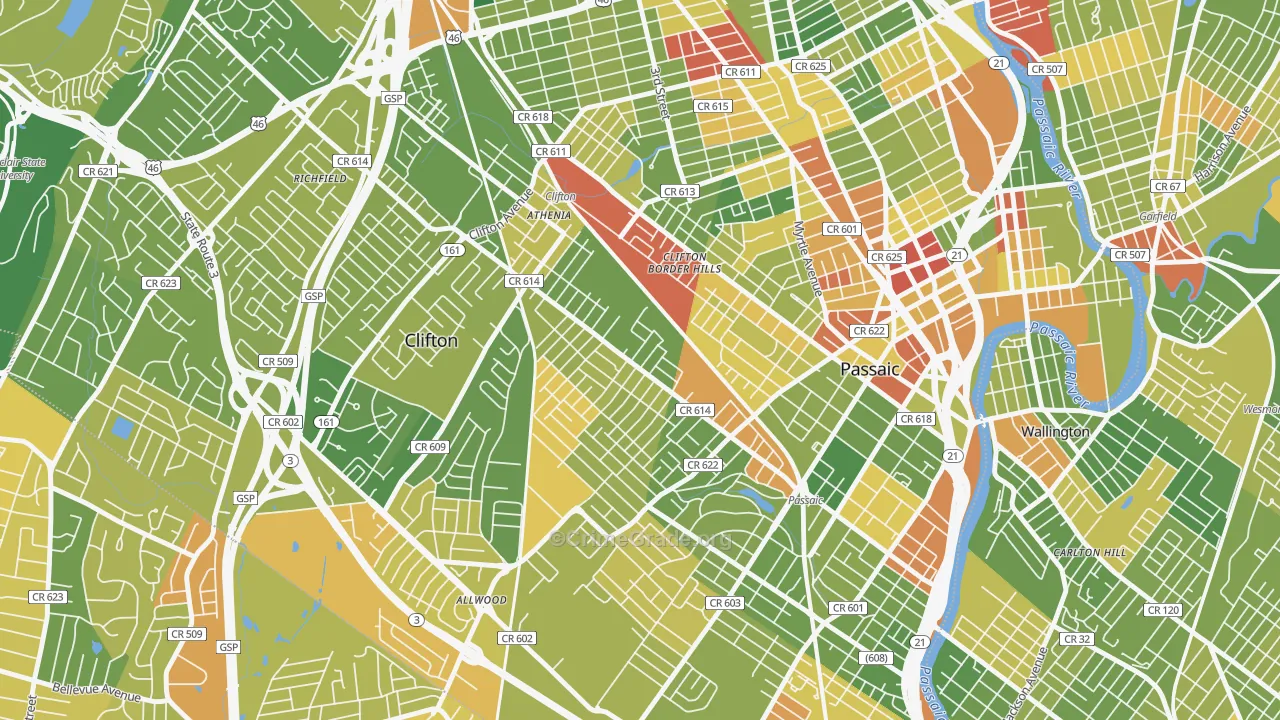 Athenia, Clifton, NJ Map of Drug-Related Crime Rates
