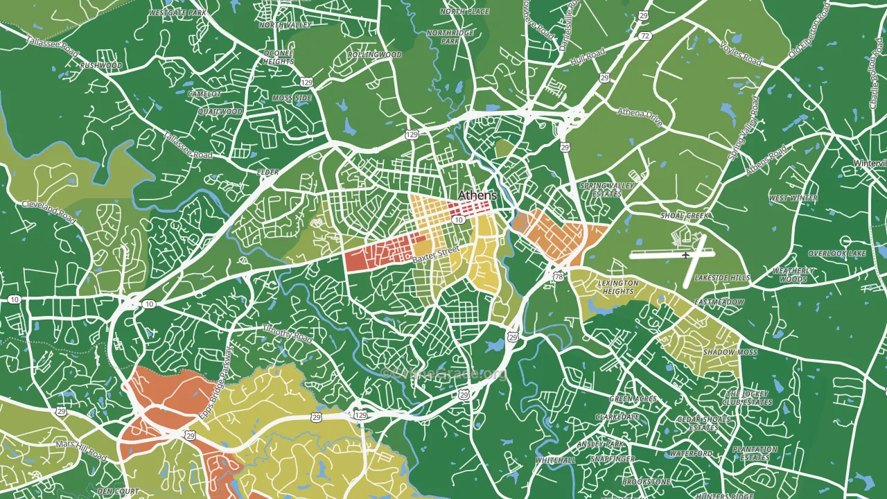 Athens, GA Map of Drug-Related Crime Rates