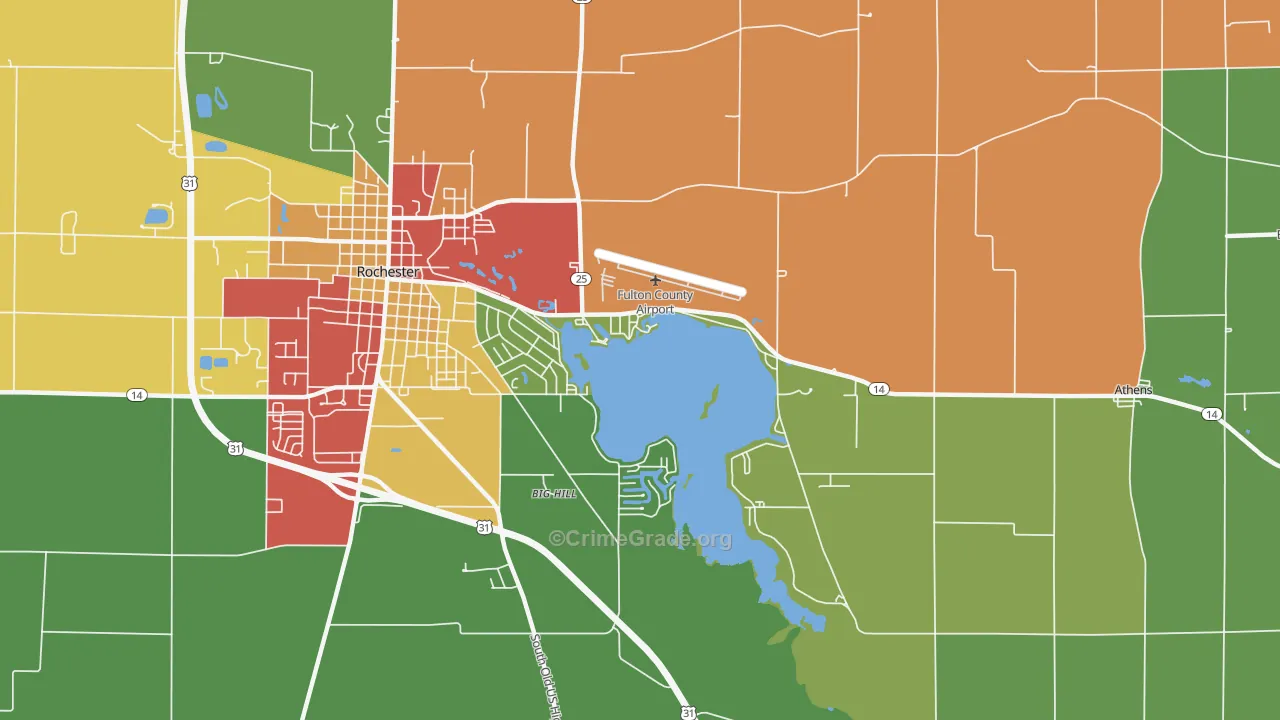 Athens, IN Map of Drug-Related Crime Rates