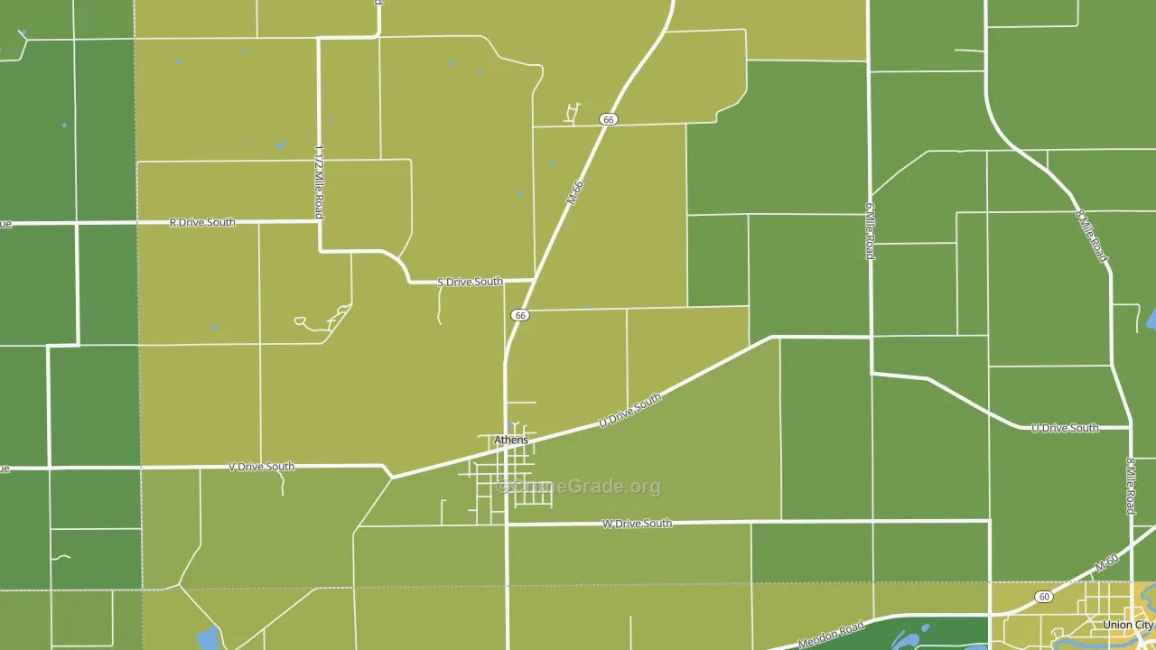 Athens, MI Map of Drug-Related Crime Rates