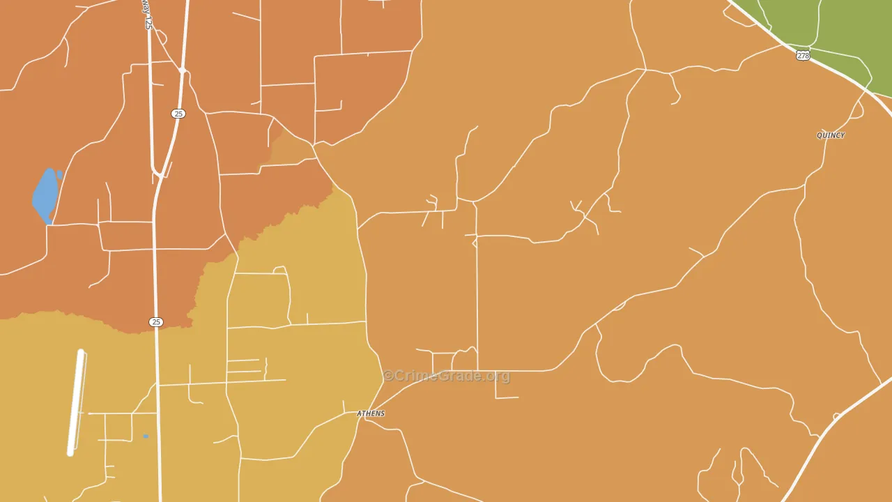 Athens, MS Map of Drug-Related Crime Rates
