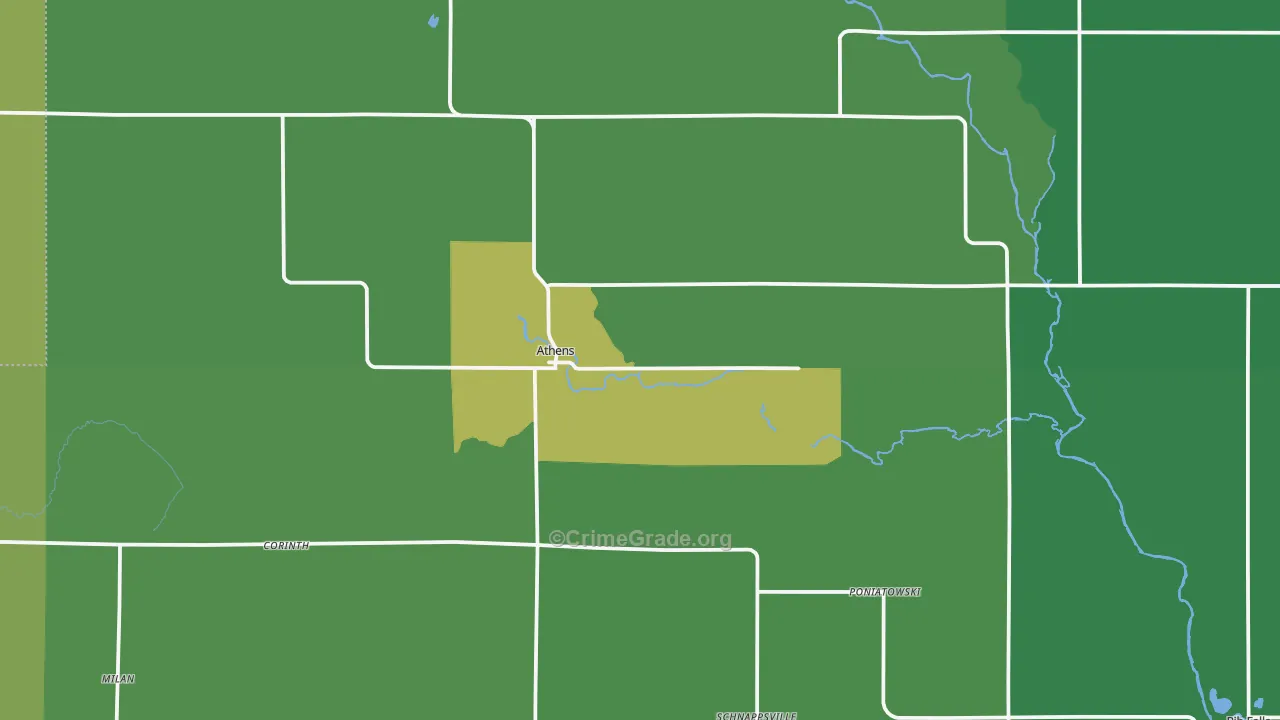 Athens, WI Map of Drug-Related Crime Rates
