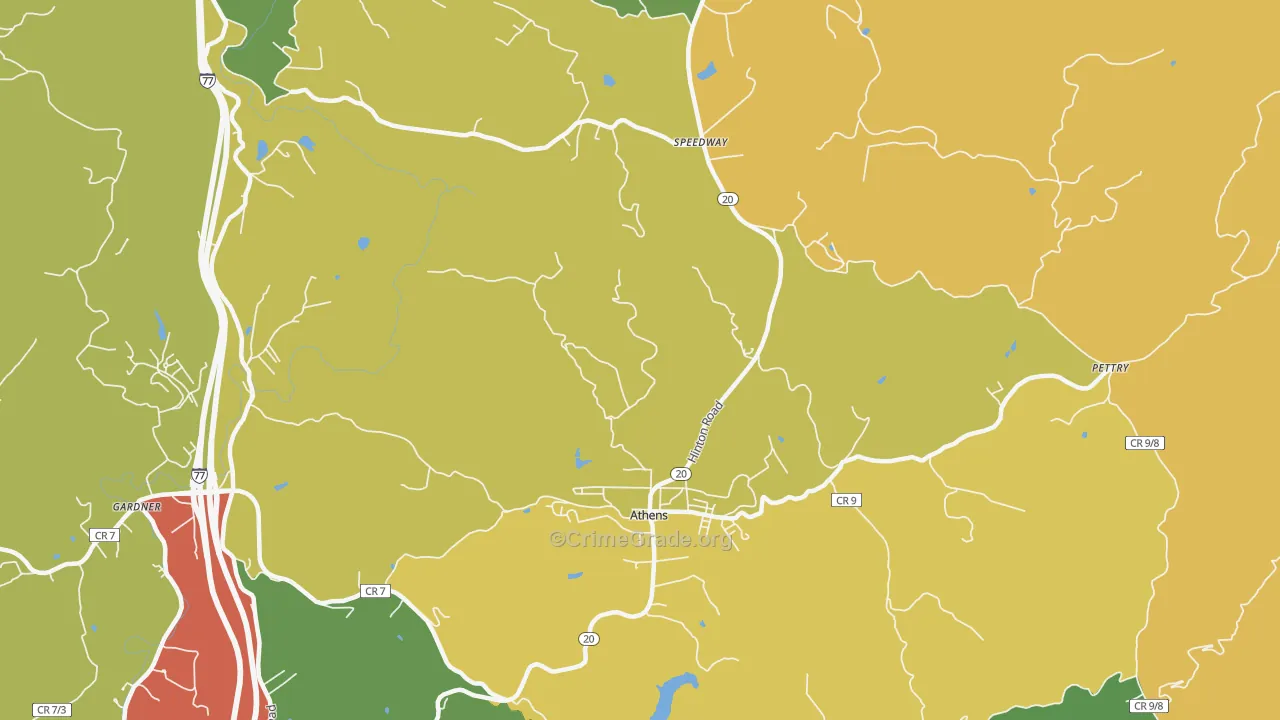 Athens, WV Map of Drug-Related Crime Rates