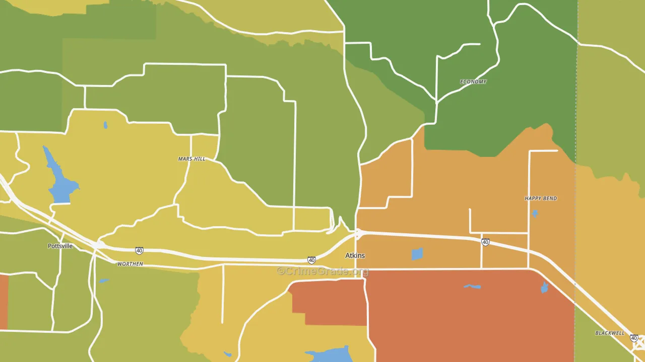 Atkins, AR Map of Drug-Related Crime Rates