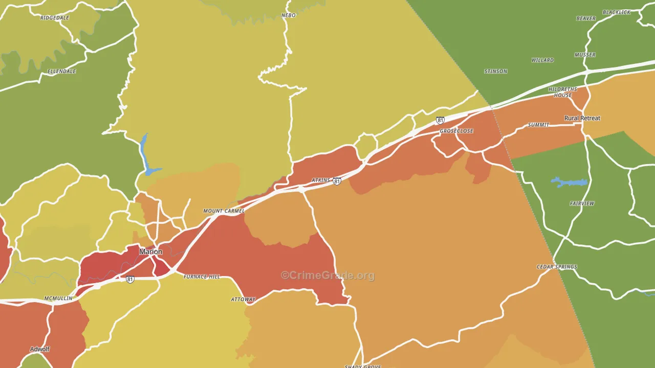 Atkins, VA Map of Drug-Related Crime Rates