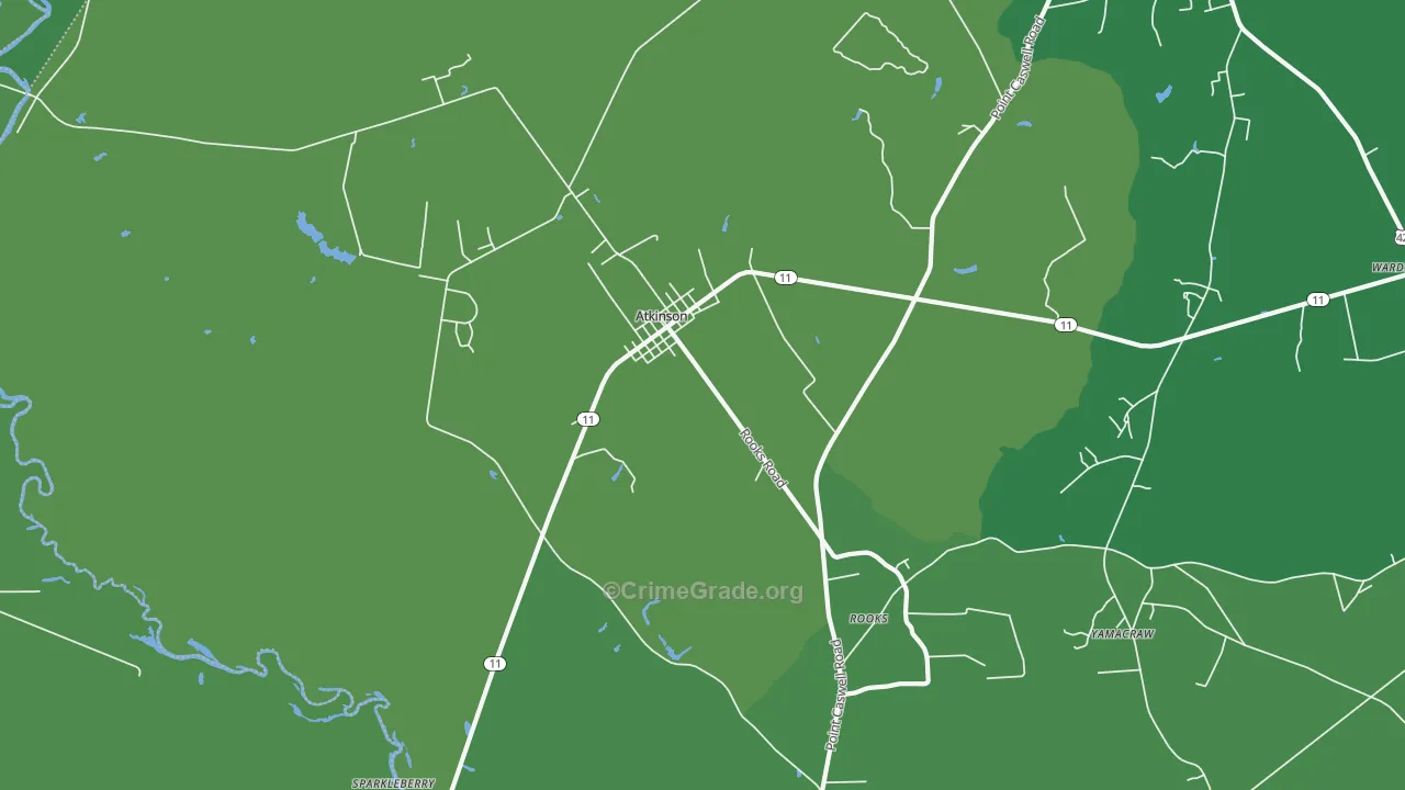 Atkinson, NC Map of Drug-Related Crime Rates