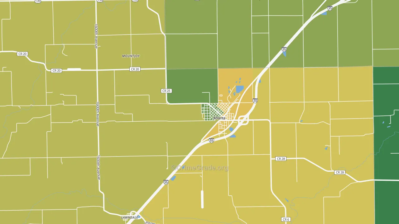 Atlanta, IL Map of Drug-Related Crime Rates