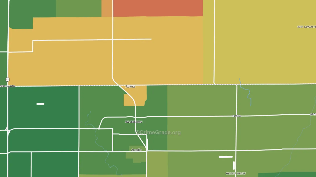 Atlanta, IN Map of Drug-Related Crime Rates