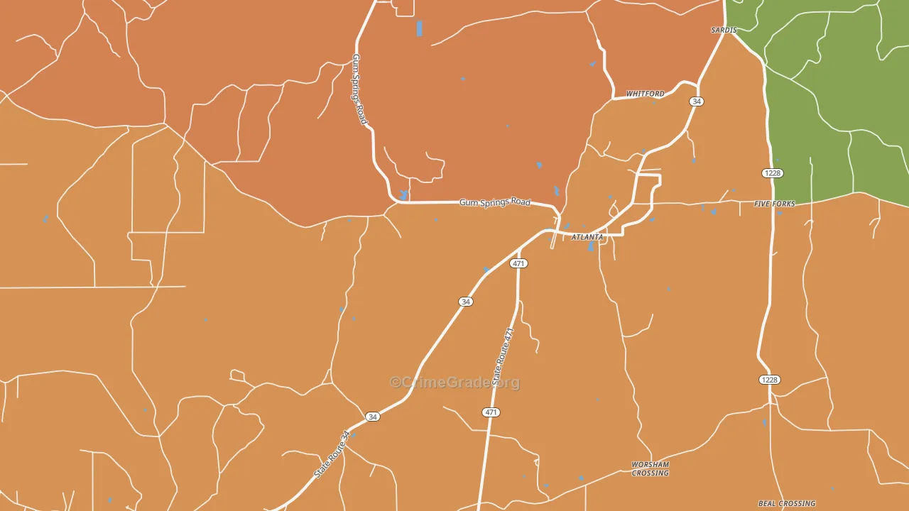 Atlanta, LA Map of Drug-Related Crime Rates