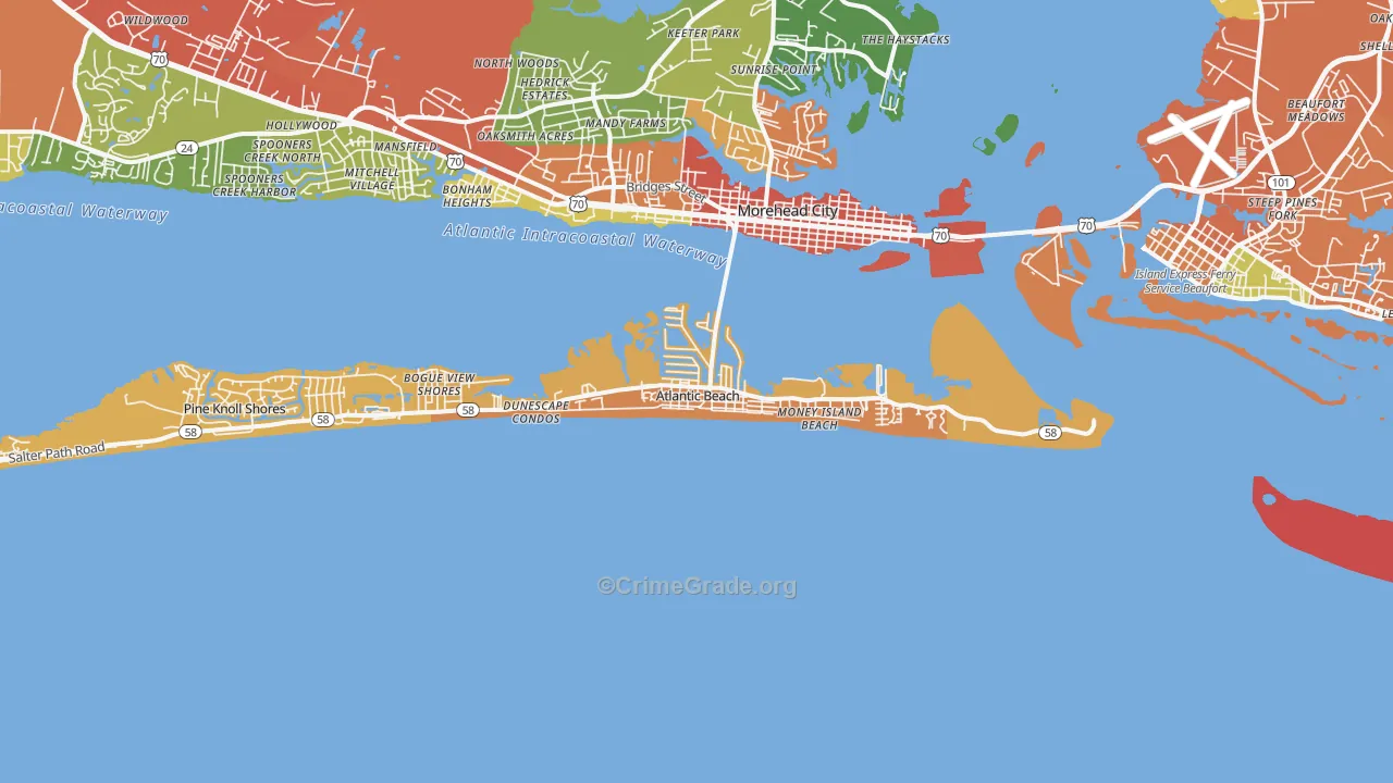 Atlantic Beach, NC Map of Drug-Related Crime Rates