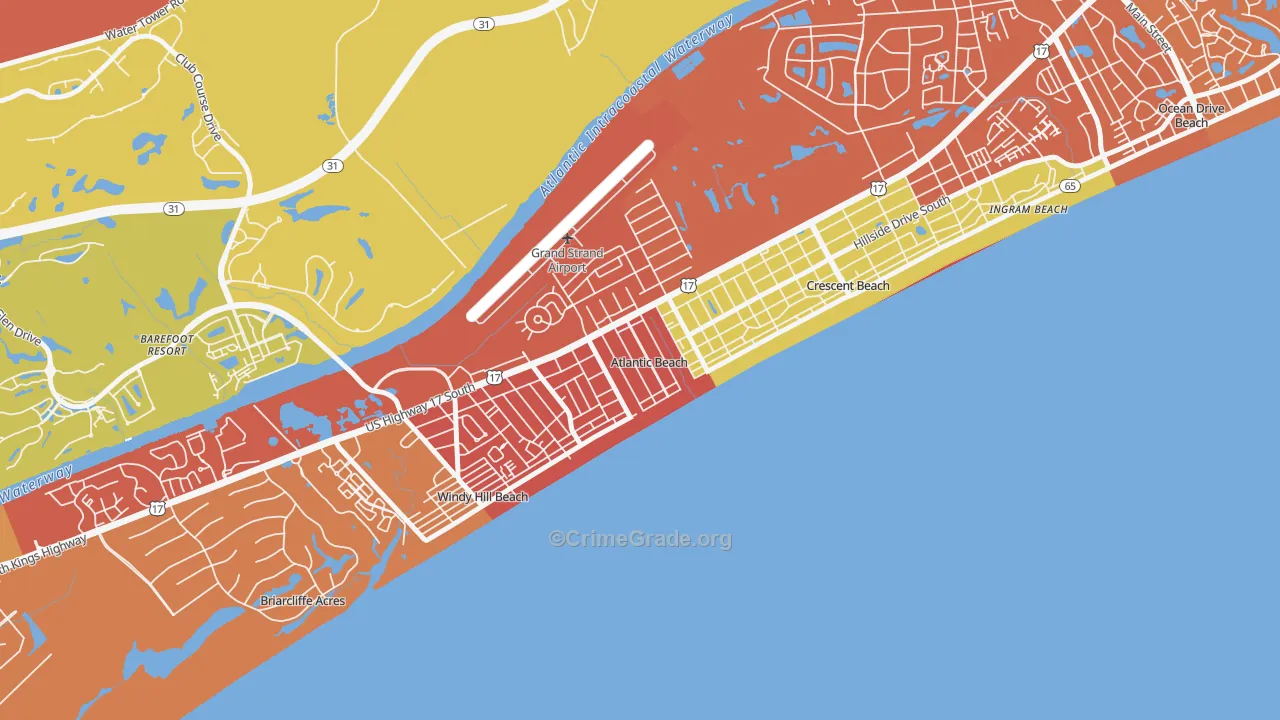 Atlantic Beach, SC Map of Drug-Related Crime Rates
