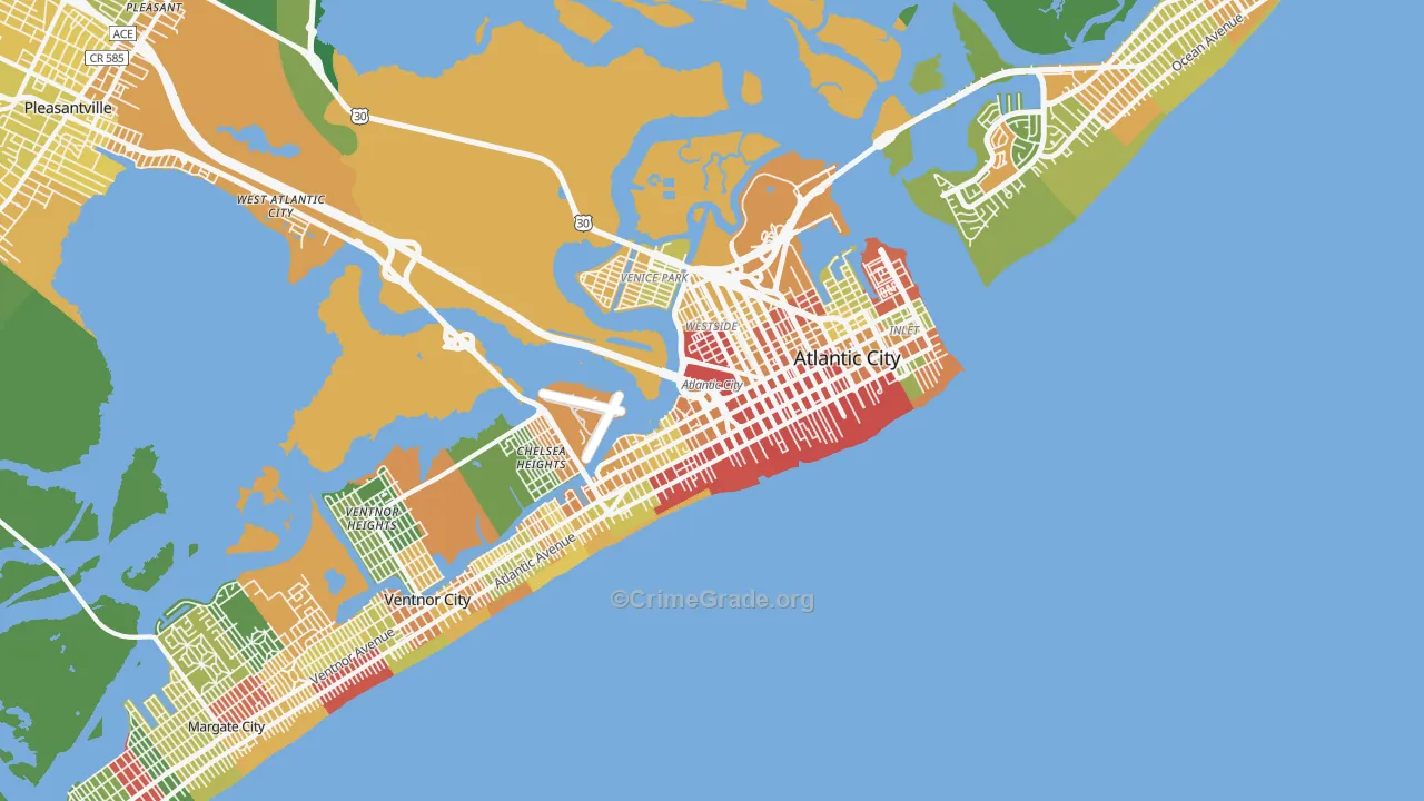 Atlantic City, NJ Map of Drug-Related Crime Rates