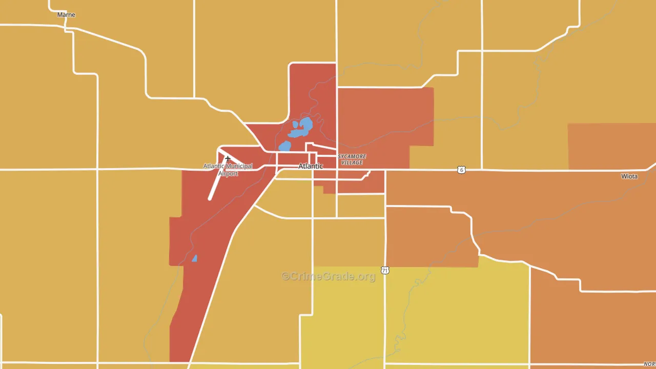 Atlantic, IA Map of Drug-Related Crime Rates