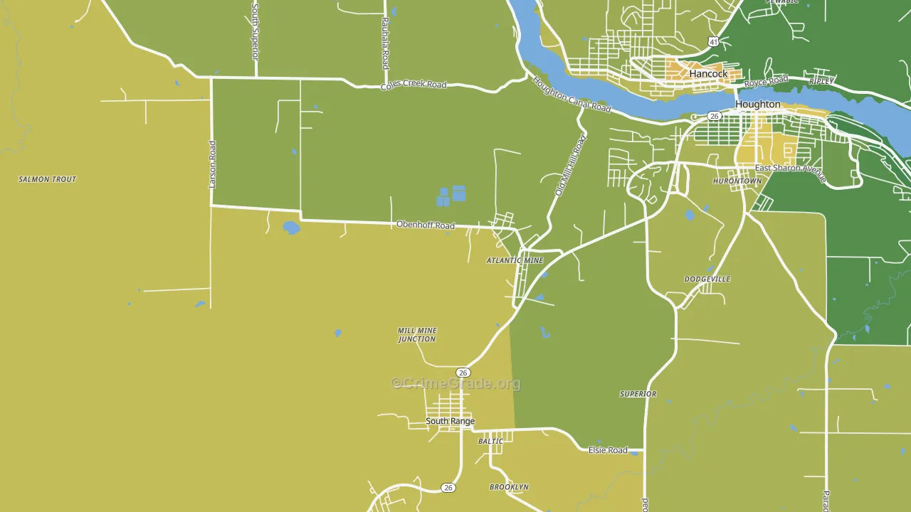 Atlantic Mine, MI Map of Drug-Related Crime Rates