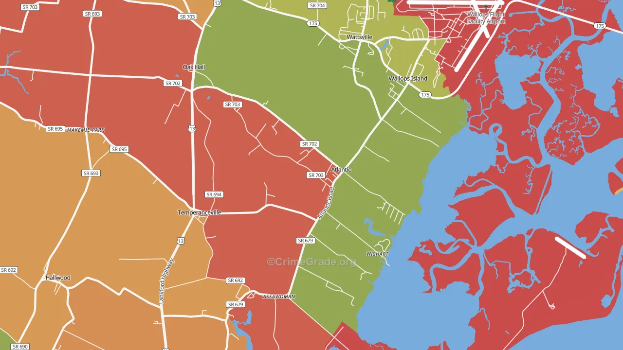 Atlantic, VA Map of Drug-Related Crime Rates