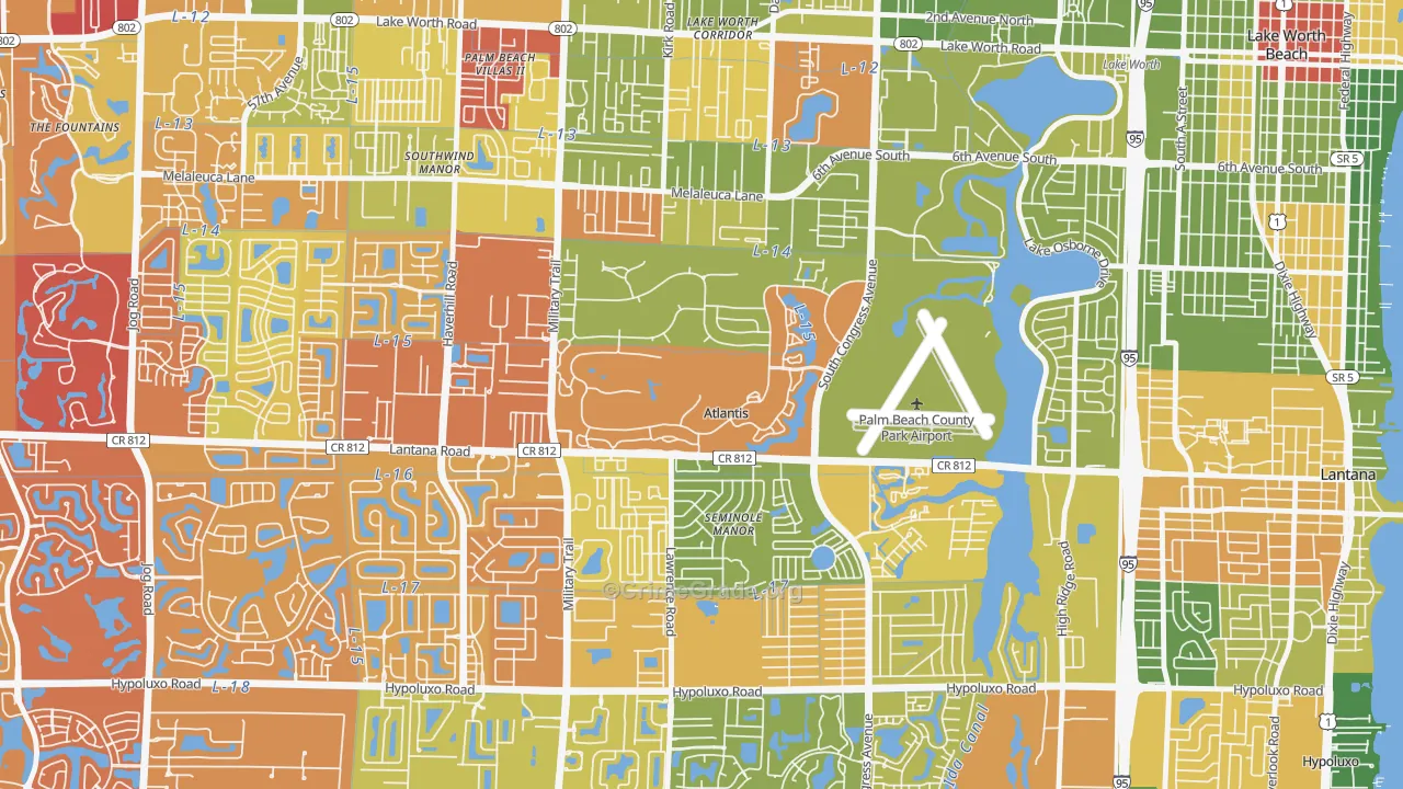 Atlantis, FL Map of Drug-Related Crime Rates