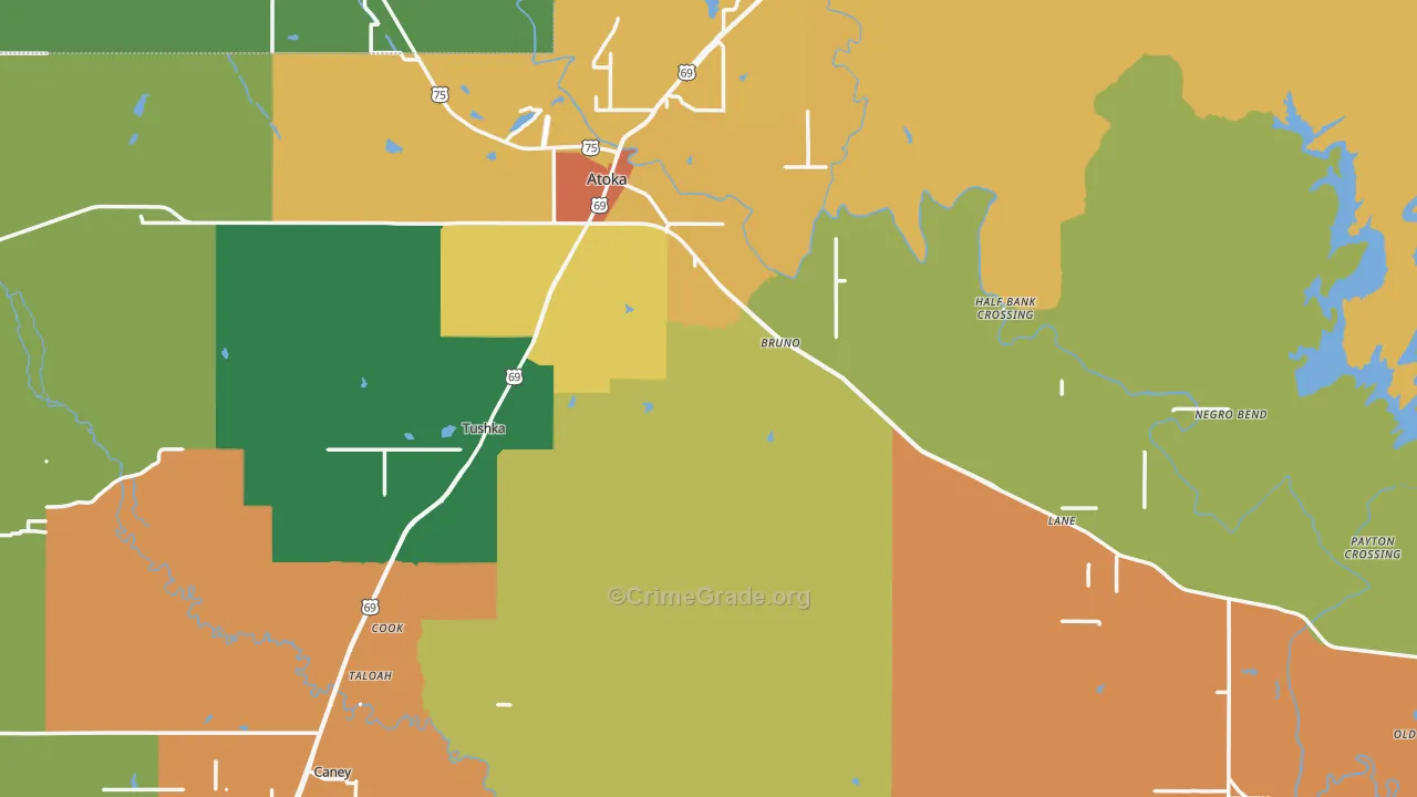 Atoka County, OK Map of Drug-Related Crime Rates