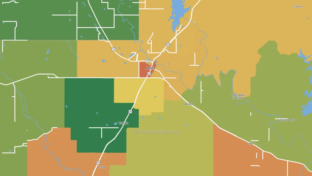 Atoka, OK Map of Drug-Related Crime Rates