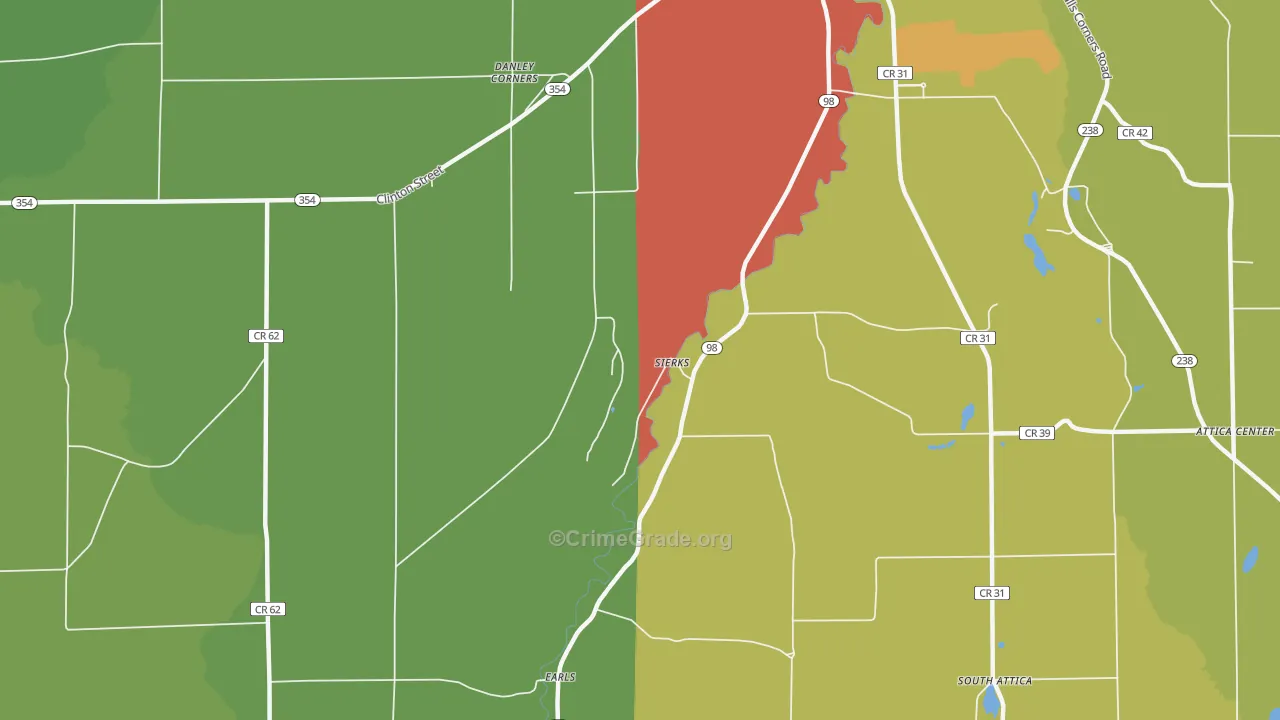 Attica Center, NY Map of Drug-Related Crime Rates