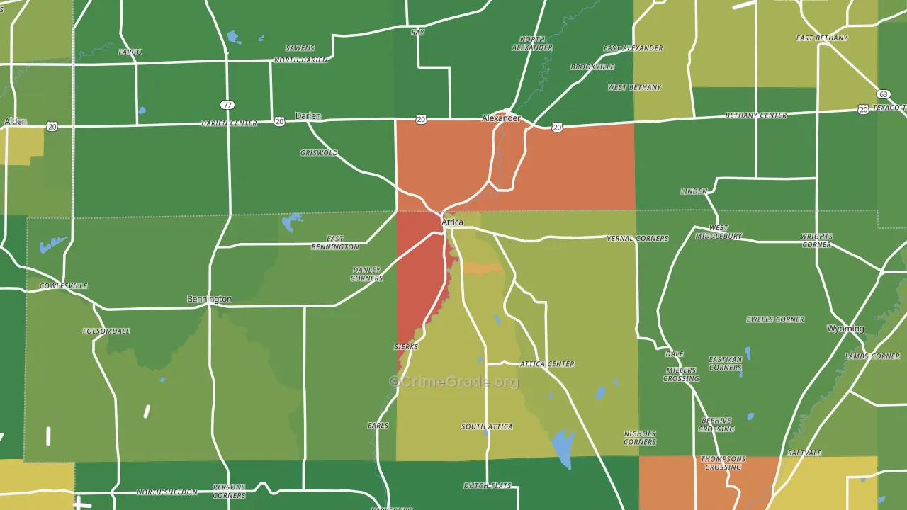 Attica, NY Map of Drug-Related Crime Rates