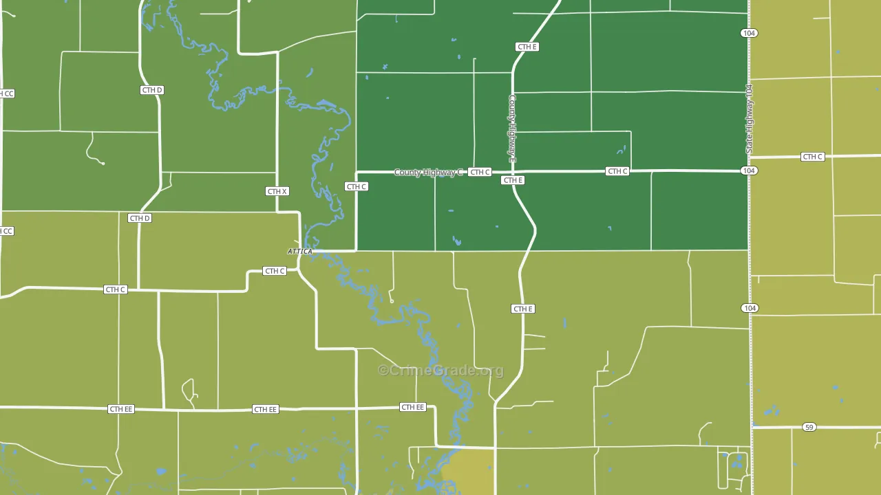 Attica, WI Map of Drug-Related Crime Rates