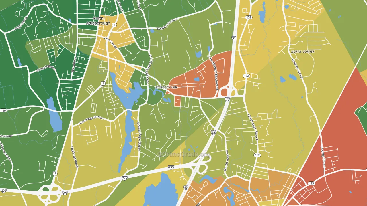 Attleboro Falls, MA Map of Drug-Related Crime Rates
