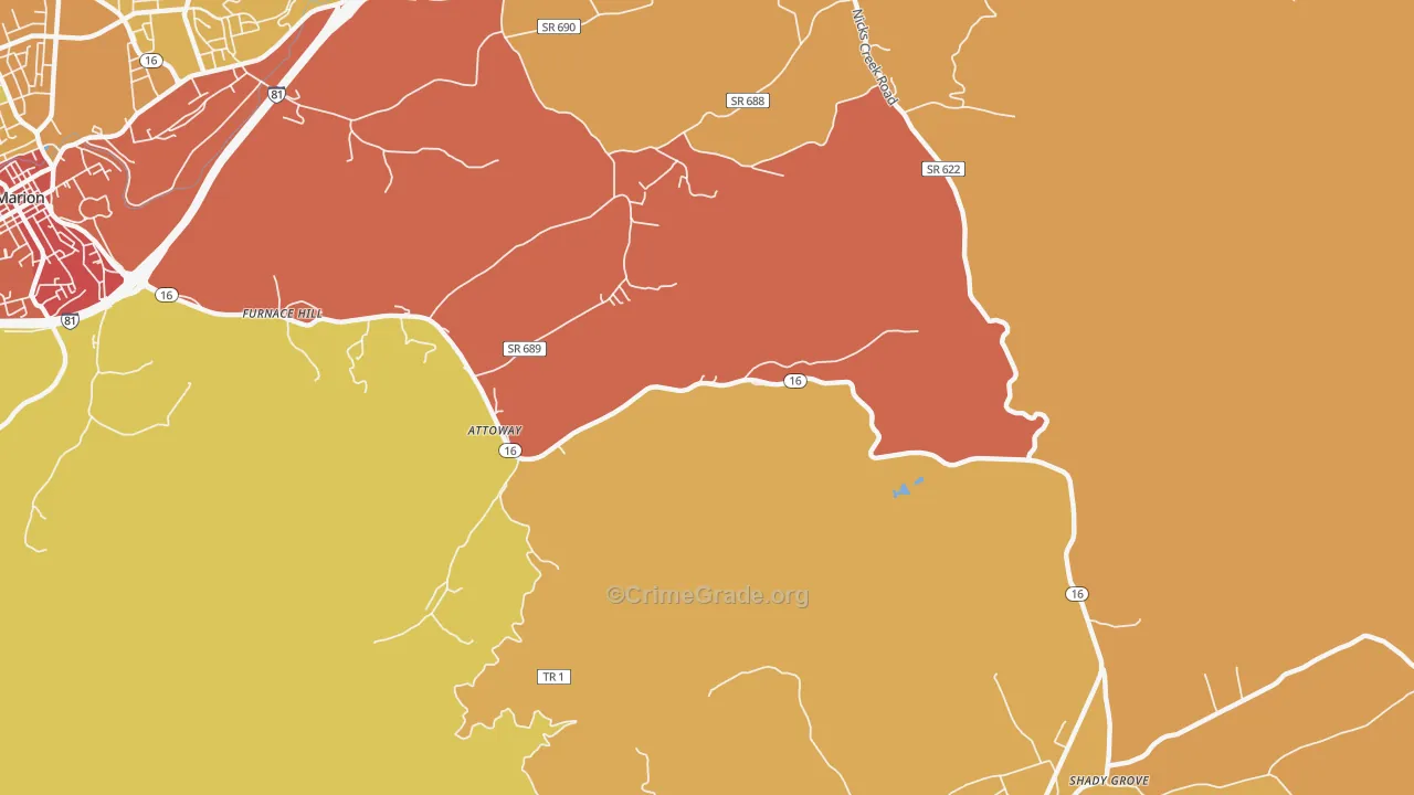 Attoway, VA Map of Drug-Related Crime Rates