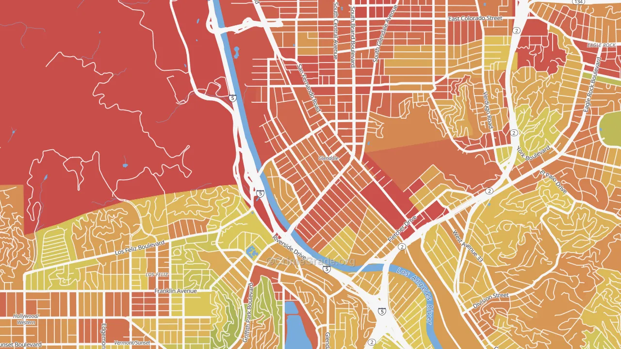 Atwater Village, Los Angeles, CA Map of Drug-Related Crime Rates