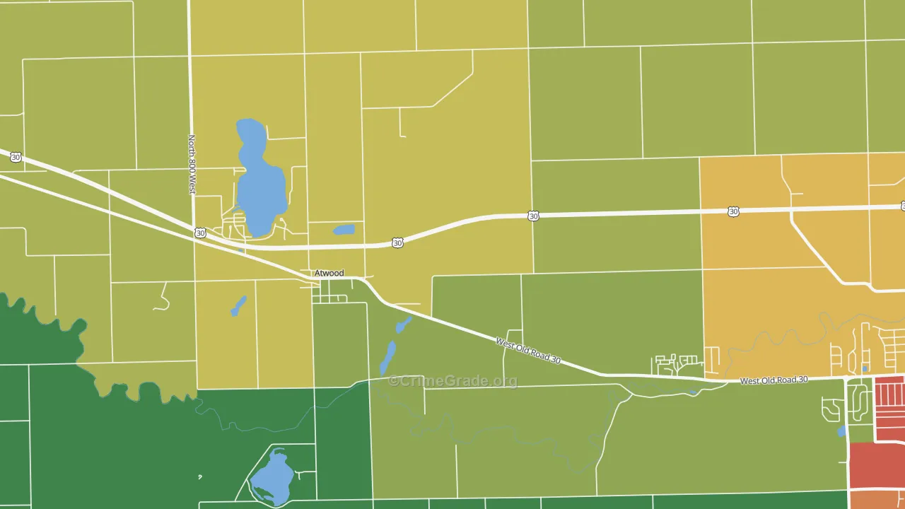 Atwood, IN Map of Drug-Related Crime Rates