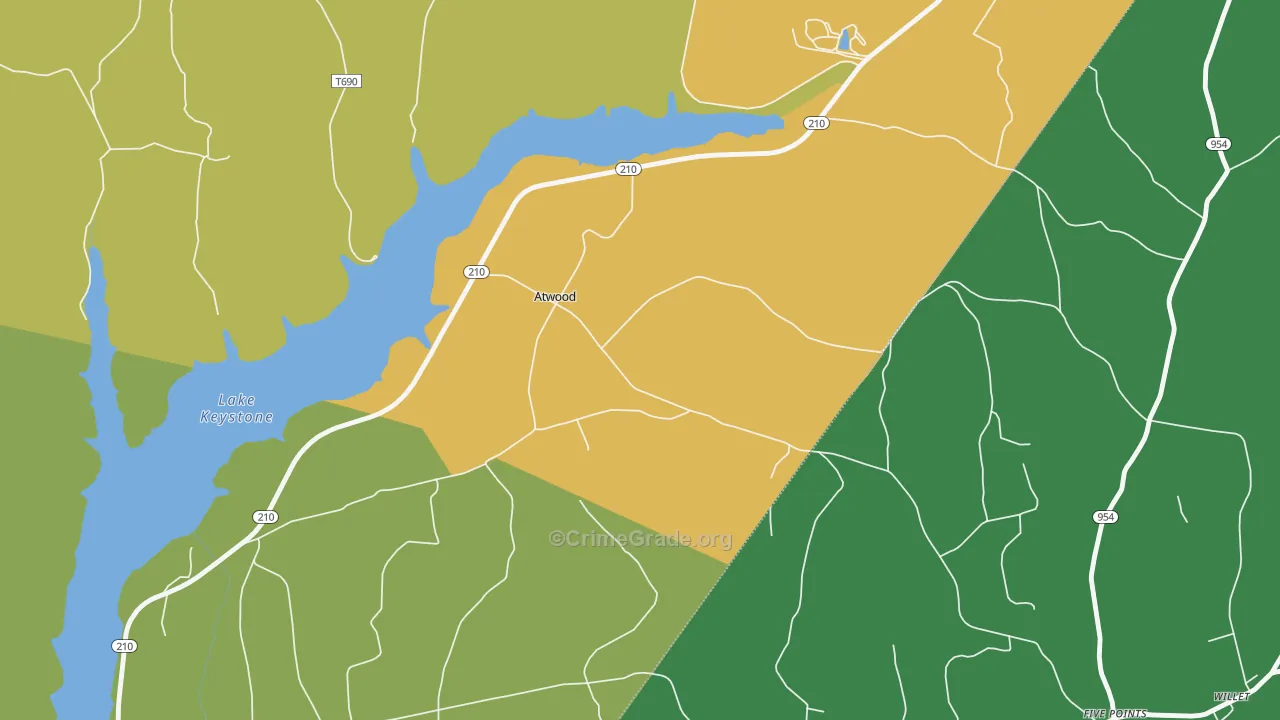 Atwood, PA Map of Drug-Related Crime Rates