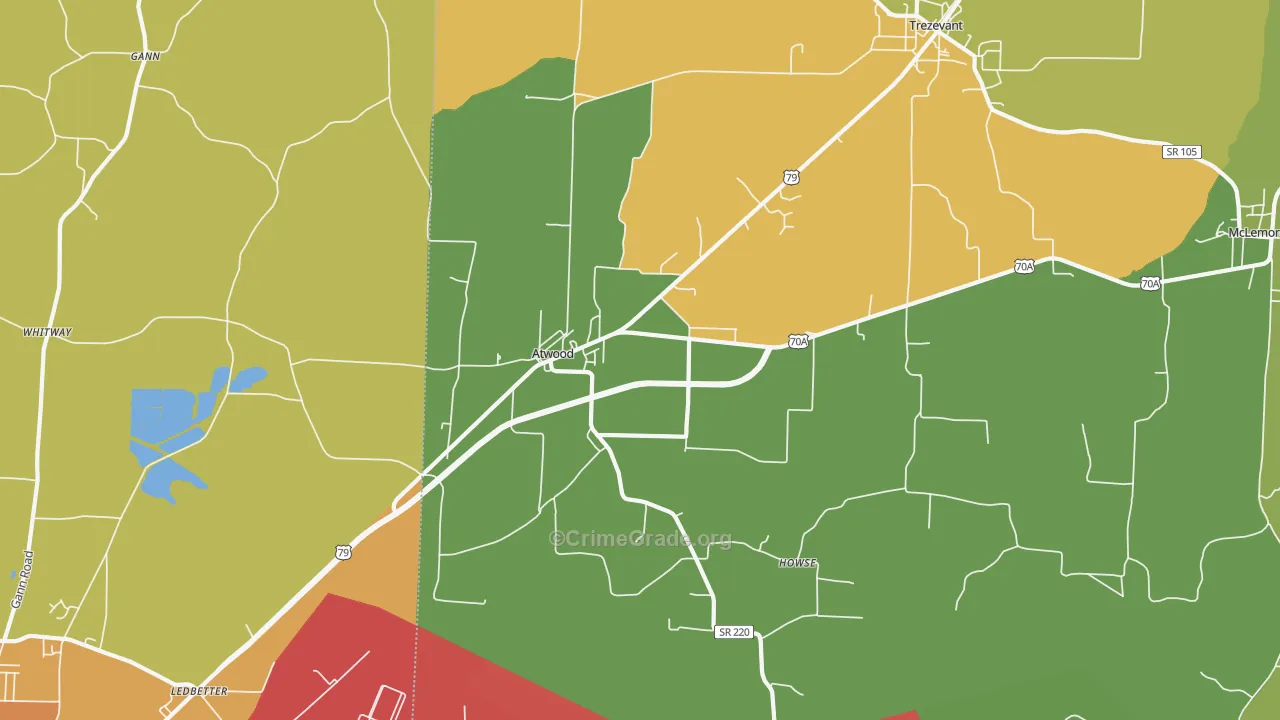 Atwood, TN Map of Drug-Related Crime Rates