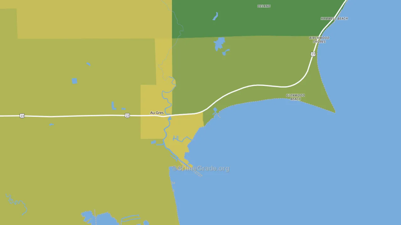 Au Gres, MI Map of Drug-Related Crime Rates
