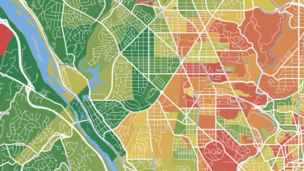 Au-Tenleytown, Washington, DC Map of Drug-Related Crime Rates