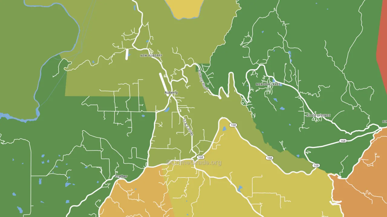 Auberry, CA Map of Drug-Related Crime Rates