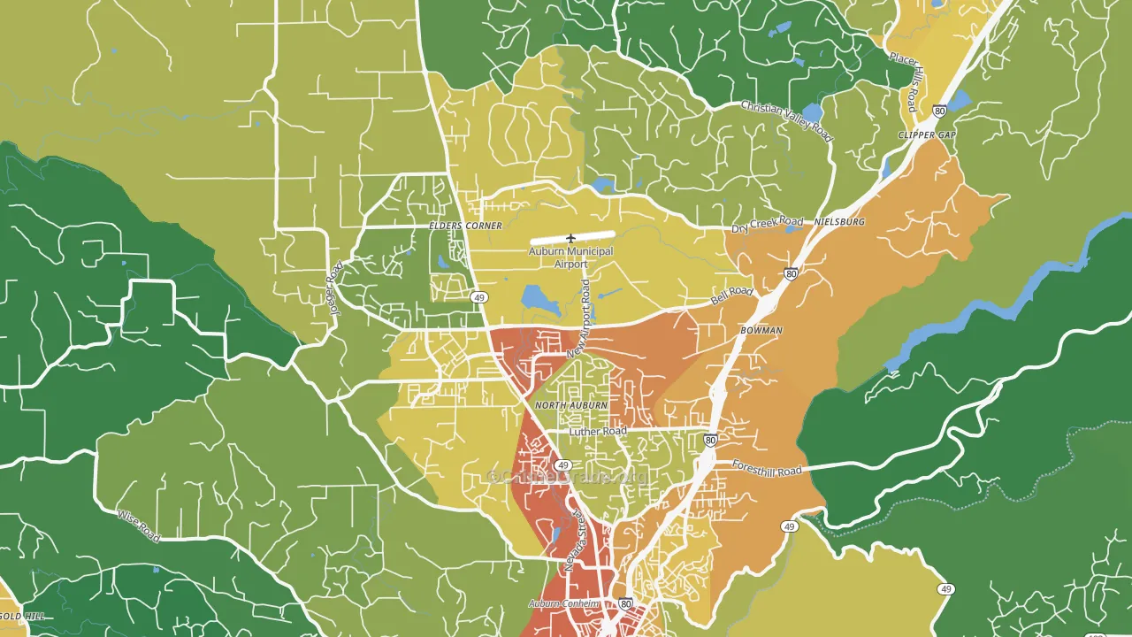 Auburn, CA Map of Drug-Related Crime Rates