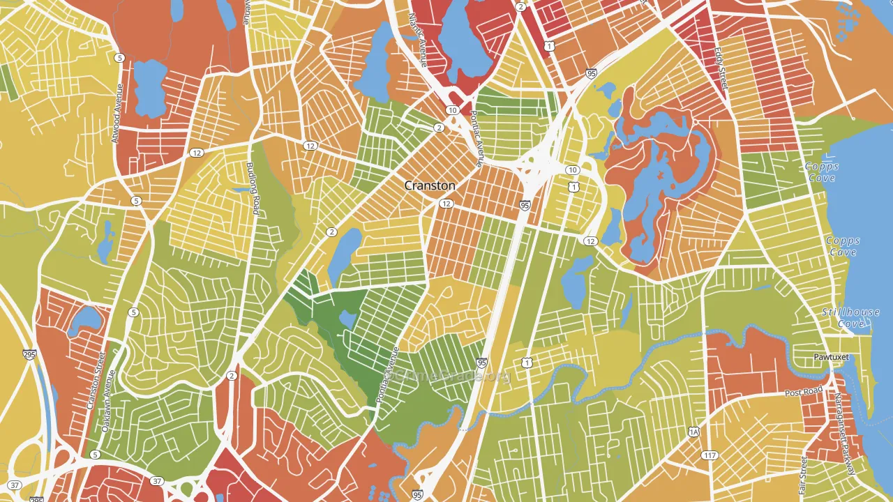 Auburn, Cranston, RI Map of Drug-Related Crime Rates
