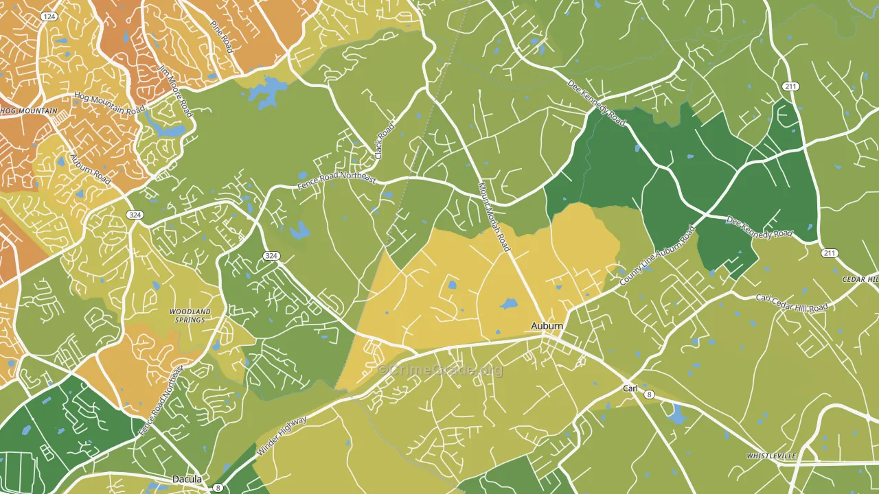 Auburn, GA Map of Drug-Related Crime Rates
