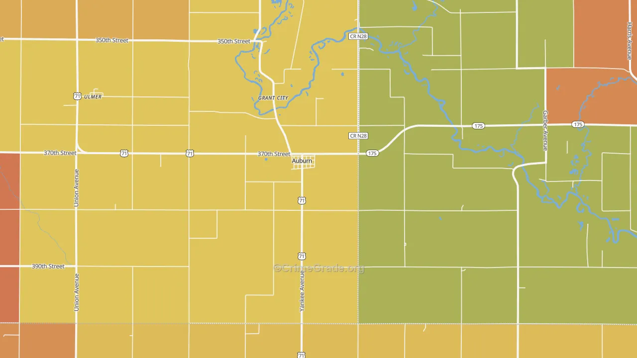 Auburn, IA Map of Drug-Related Crime Rates