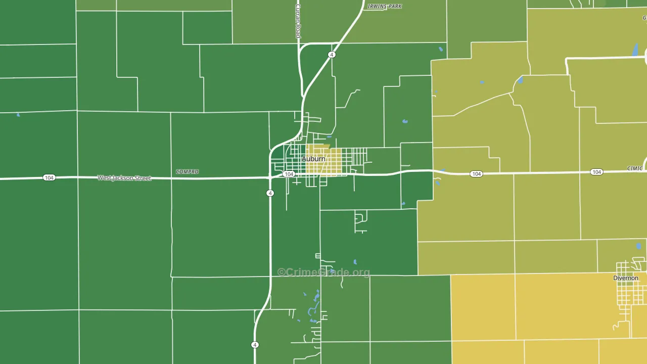 Auburn, IL Map of Drug-Related Crime Rates