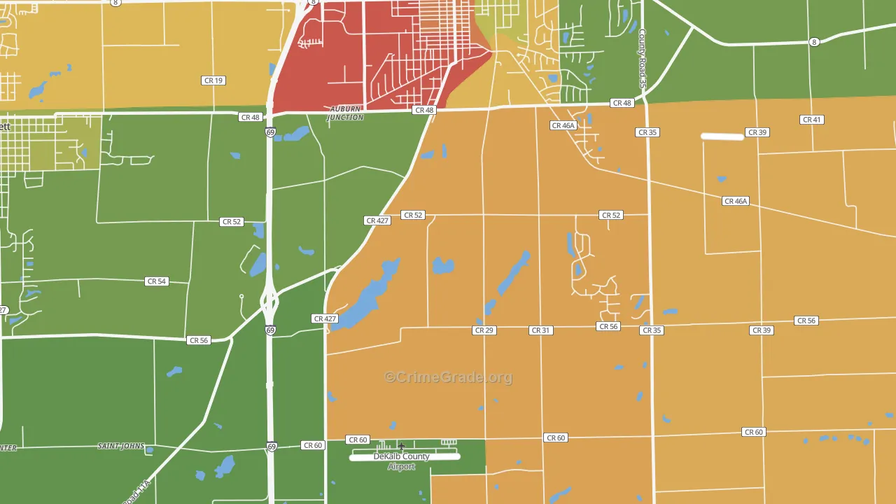 Auburn Junction, IN Map of Drug-Related Crime Rates
