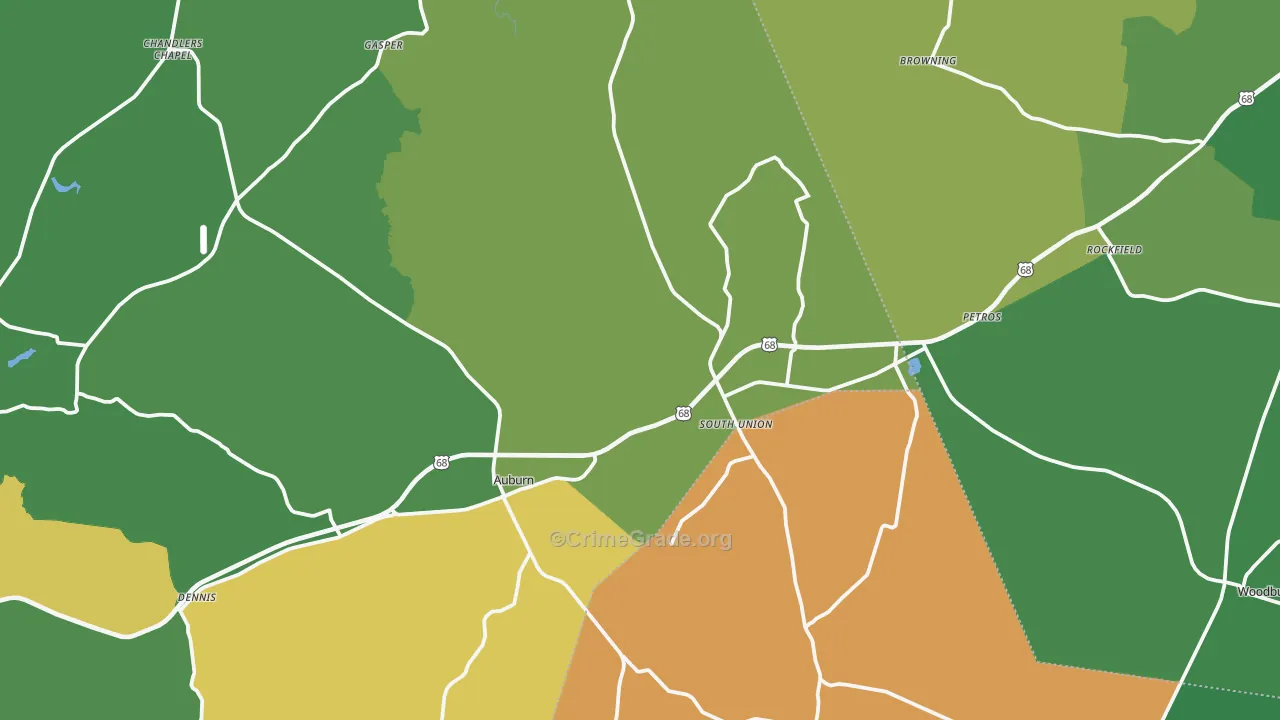 Auburn, KY Map of Drug-Related Crime Rates