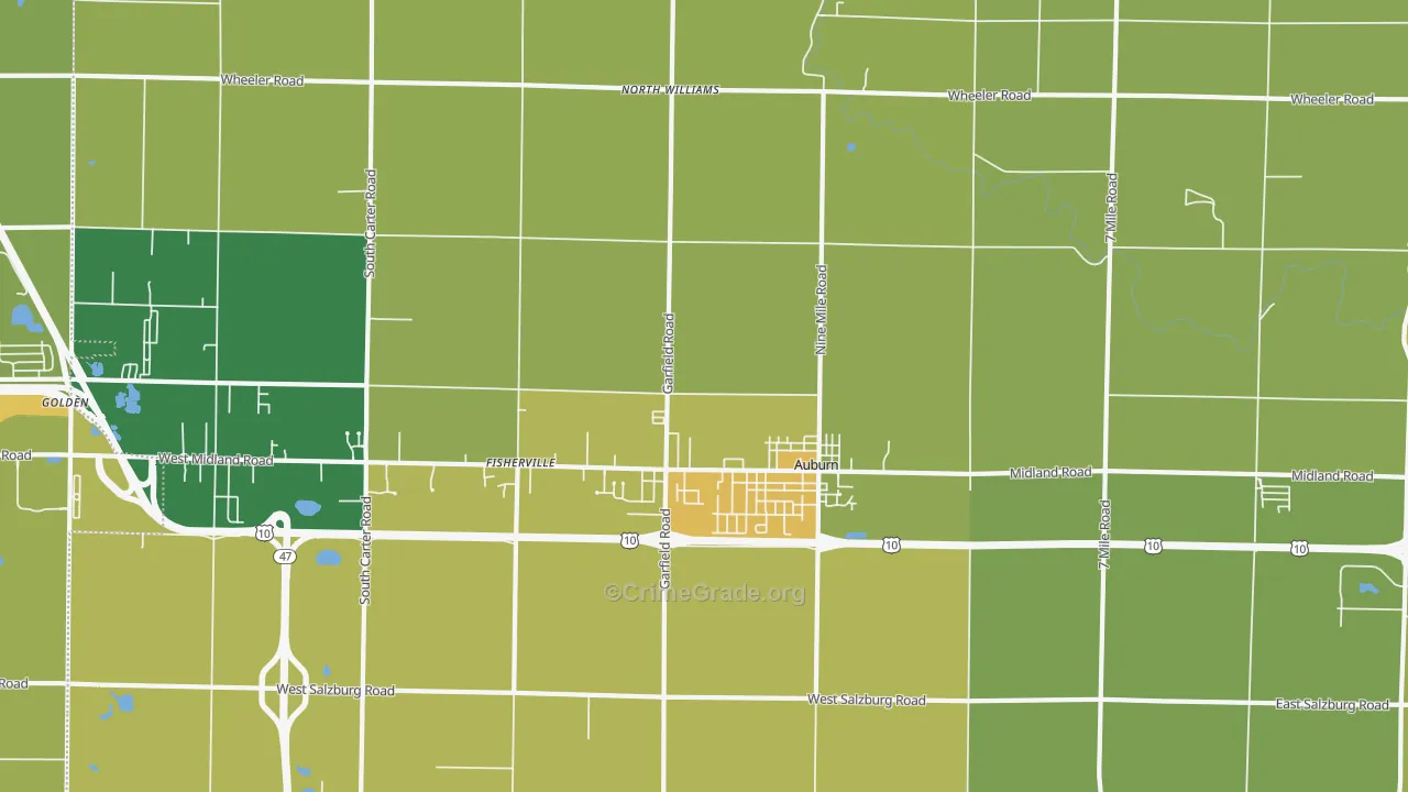 Auburn, MI Map of Drug-Related Crime Rates