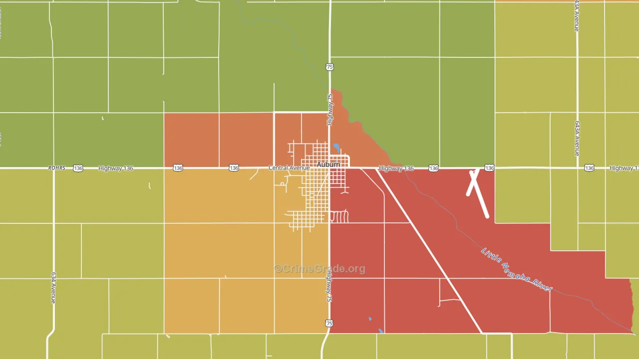 Auburn, NE Map of Drug-Related Crime Rates