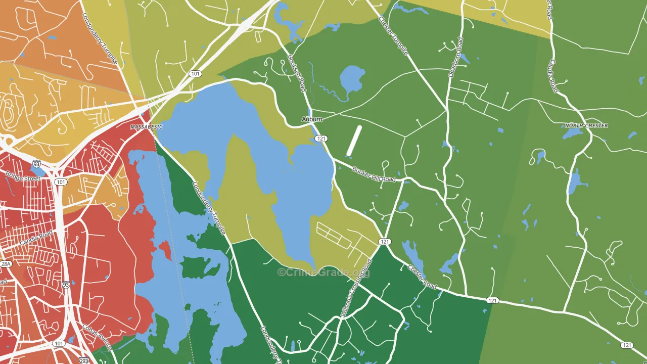 Auburn, NH Map of Drug-Related Crime Rates