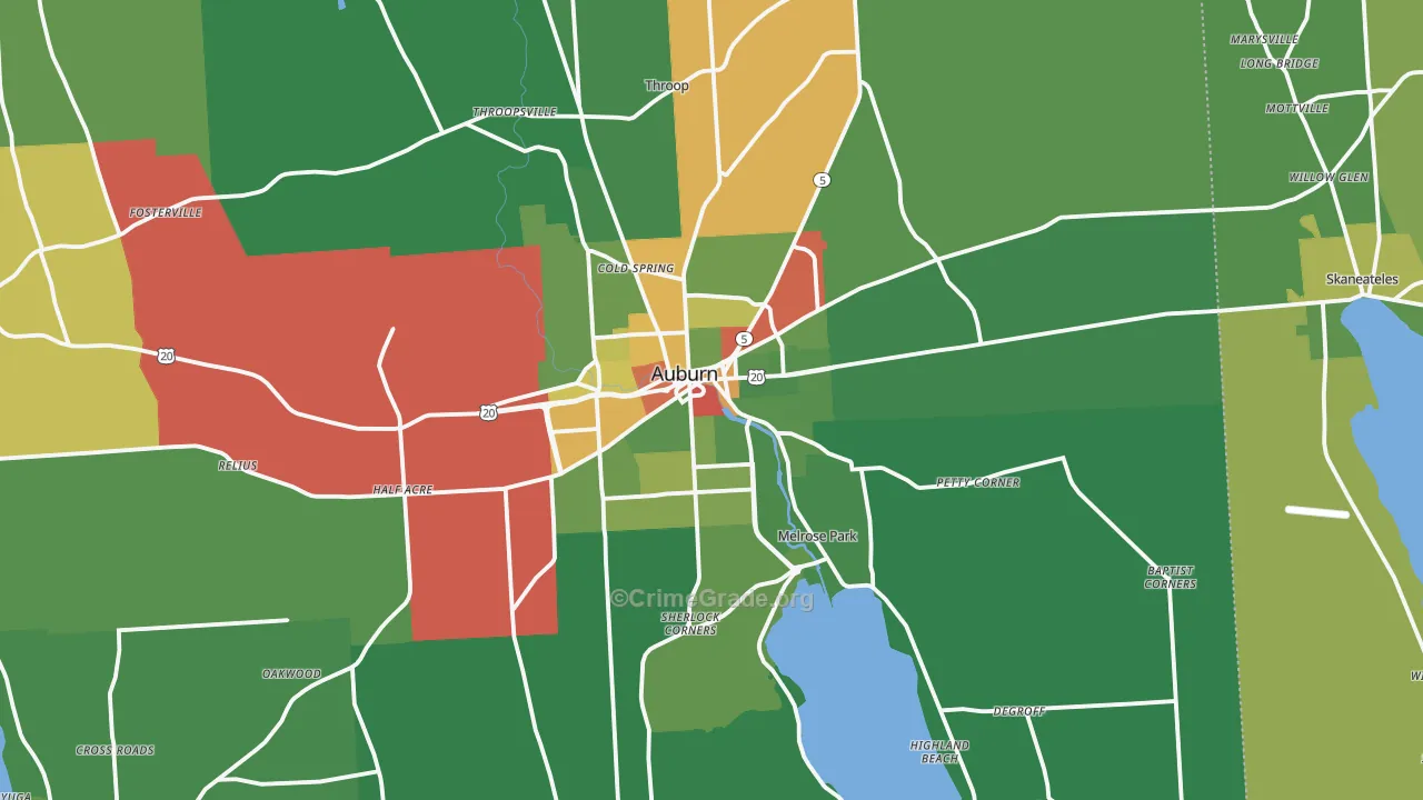 Auburn, NY Map of Drug-Related Crime Rates